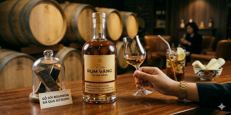 Hương vị đậm đà hơn Rum trắng, phảng phất mùi caramel, vani và gỗ sồi.