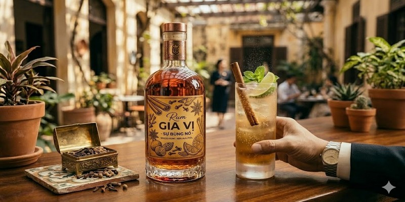 Rum gia vị - Vị cay nồng ấm áp, rất dễ uống và kích thích khứu giác.